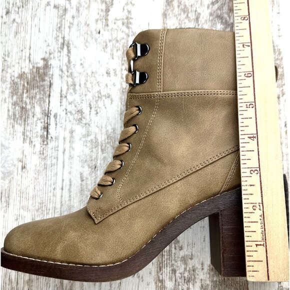 CROWN VINTAGE Hollis Boot Women’s 7M Mocha Lace Up Zip Heel Faux Leather Rugged - Picture 12 of 14